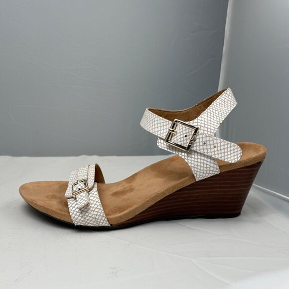 Vionic Sandals Womens 10 White Synthetic Wedge Buckle Heel Adjustable Straps - Picture 7 of 12